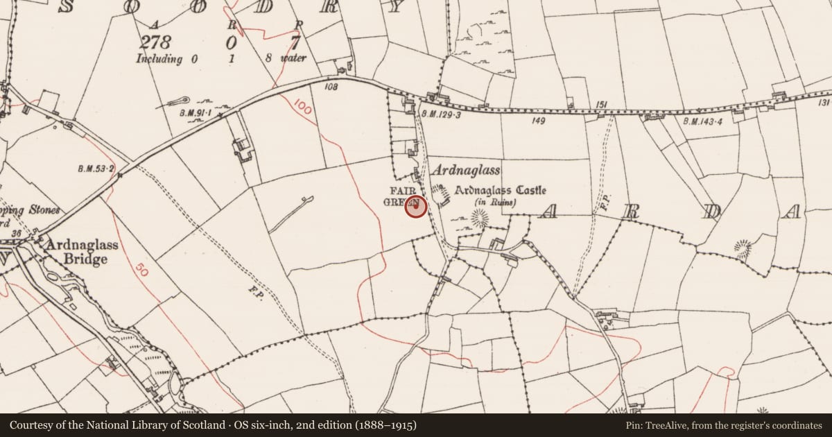 Ordnance Survey six-inch map, 2nd edition (1888–1915) covering the location of Earthwork, Ardabrone, Soodry, County Sligo, with a pin at the register's coordinates