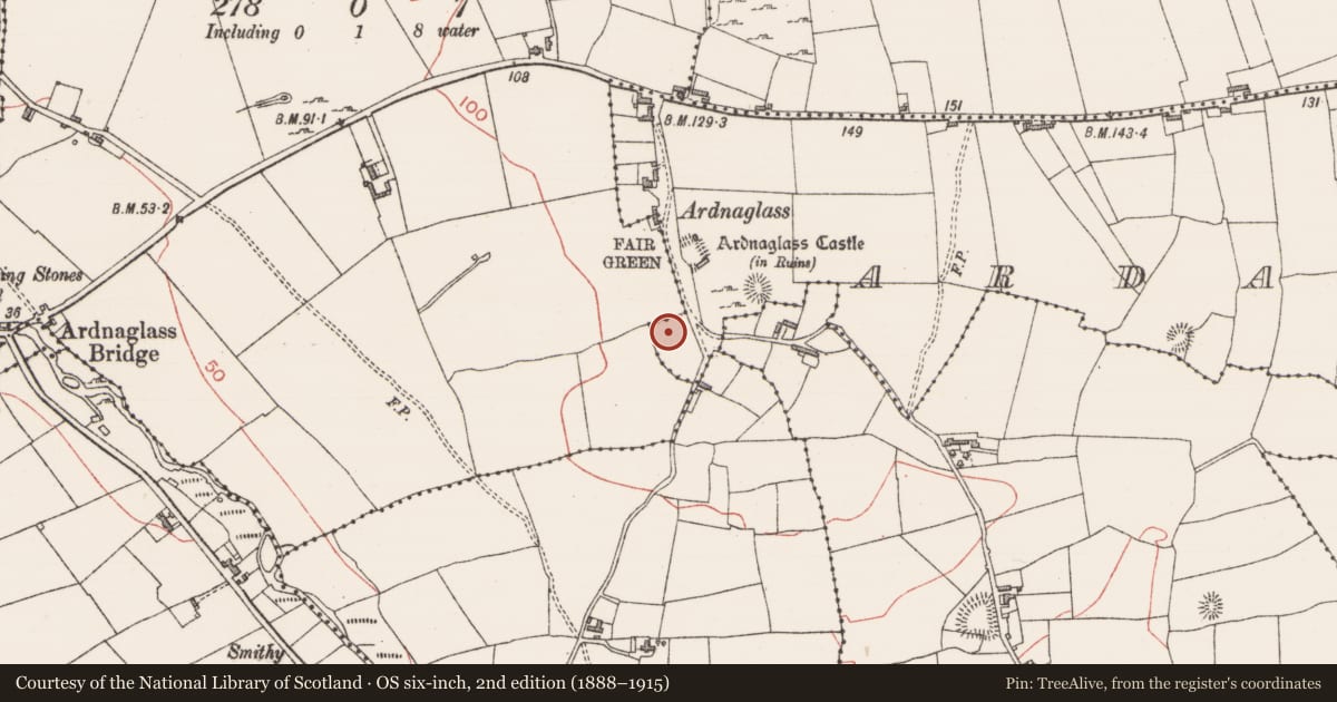 Ordnance Survey six-inch map, 2nd edition (1888–1915) covering the location of Moated site, Ardabrone, Soodry, County Sligo, with a pin at the register's coordinates