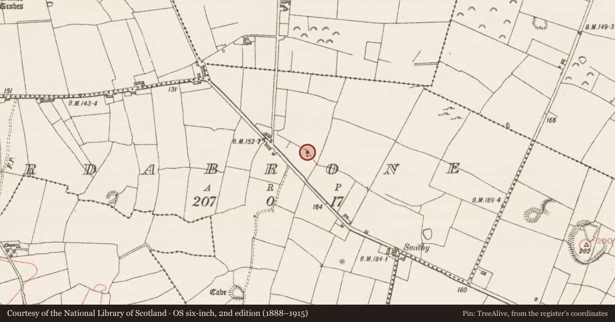 Ordnance Survey six-inch map, 2nd edition (1888–1915) covering the location of Megalithic tomb - portal tomb, Ardabrone, County Sligo, with a pin at the register's coordinates