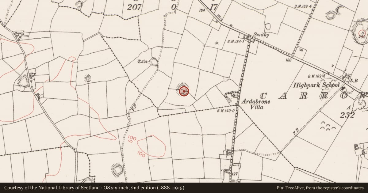 Ordnance Survey six-inch map, 2nd edition (1888–1915) covering the location of Souterrain, Ardabrone, County Sligo, with a pin at the register's coordinates