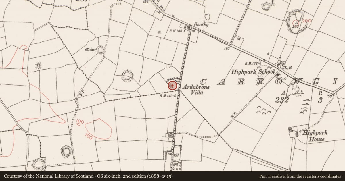 Ordnance Survey six-inch map, 2nd edition (1888–1915) covering the location of Enclosure, Ardabrone, County Sligo, with a pin at the register's coordinates