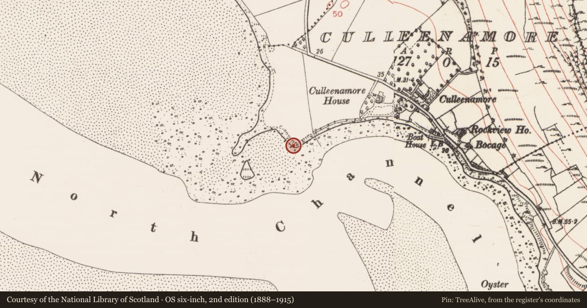 Ordnance Survey six-inch map, 2nd edition (1888–1915) covering the location of Midden, Culleenamore, County Sligo, with a pin at the register's coordinates