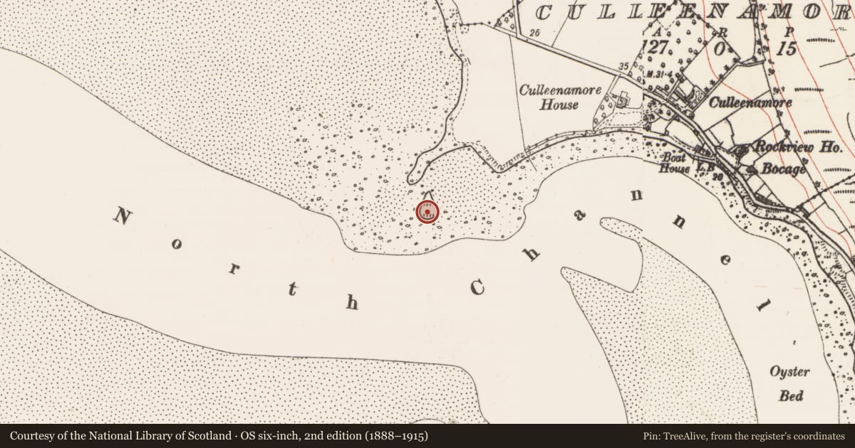 Ordnance Survey six-inch map, 2nd edition (1888–1915) covering the location of Midden, Culleenamore, County Sligo, with a pin at the register's coordinates