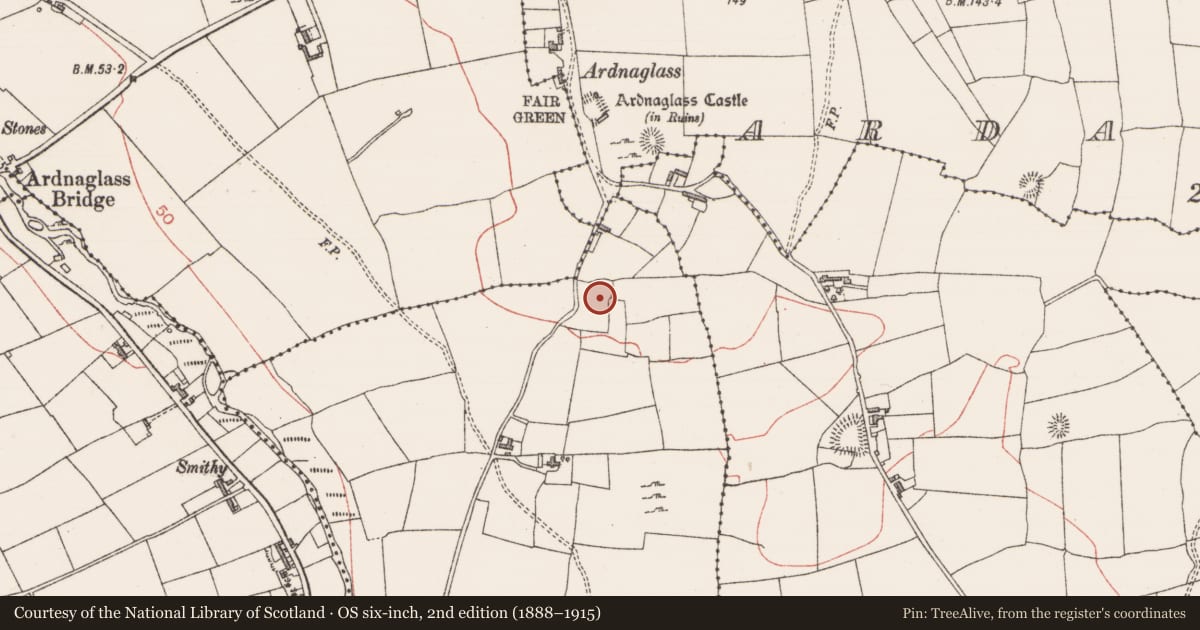 Ordnance Survey six-inch map, 2nd edition (1888–1915) covering the location of Souterrain, Gerrib Little, County Sligo, with a pin at the register's coordinates