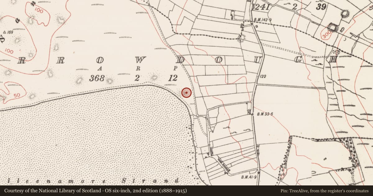 Ordnance Survey six-inch map, 2nd edition (1888–1915) covering the location of Habitation site, Carrowdough, County Sligo, with a pin at the register's coordinates
