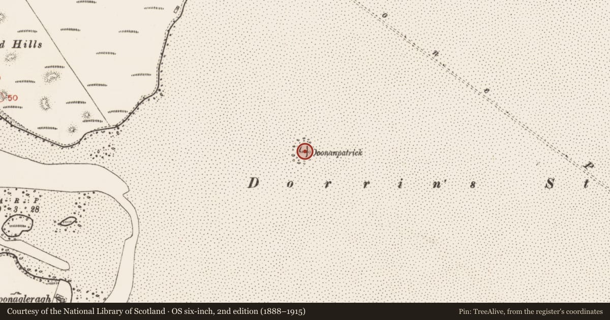 Ordnance Survey six-inch map, 2nd edition (1888–1915) covering the location of Midden, Sligo Bay, County Sligo, with a pin at the register's coordinates