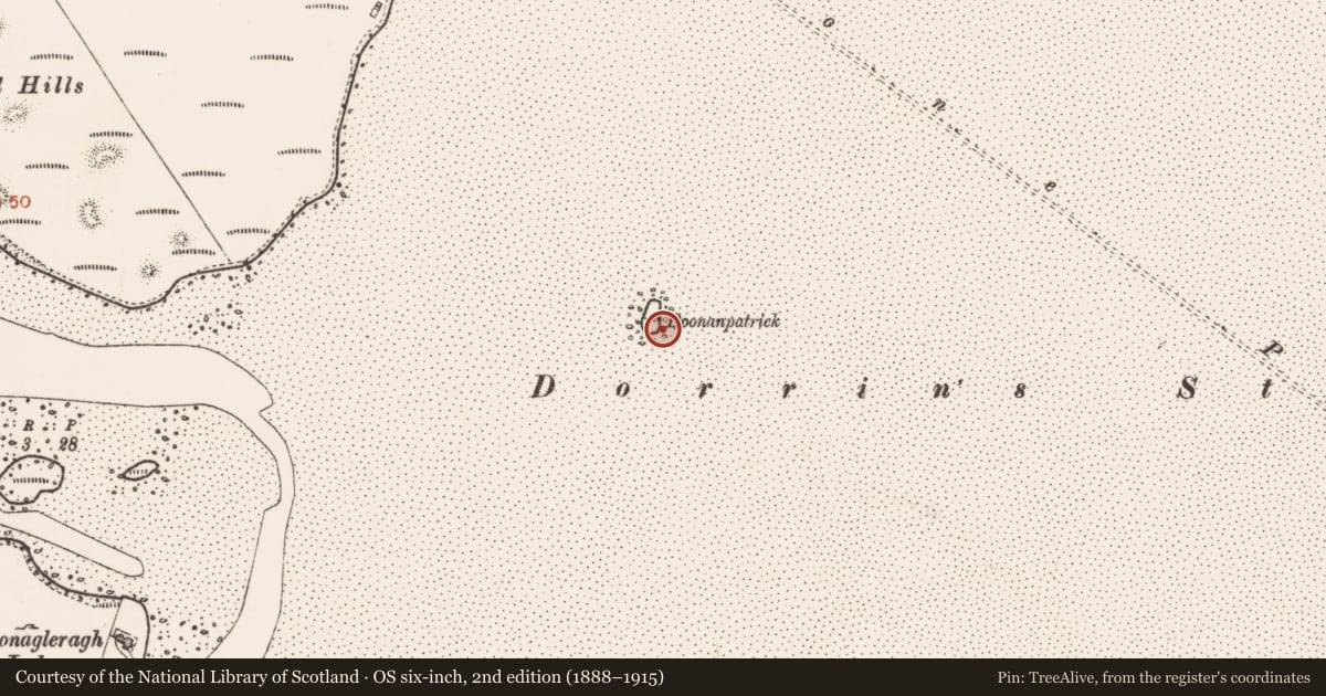 Ordnance Survey six-inch map, 2nd edition (1888–1915) covering the location of Midden, Sligo Bay, County Sligo, with a pin at the register's coordinates