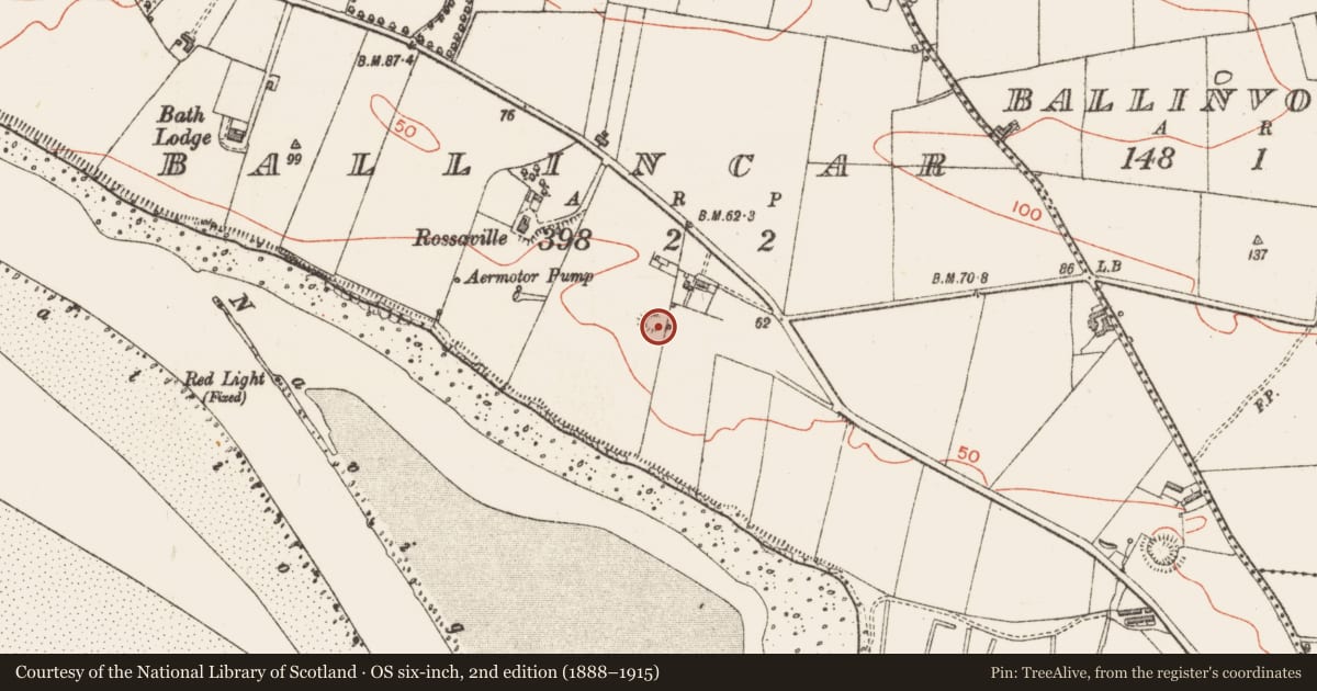 Ordnance Survey six-inch map, 2nd edition (1888–1915) covering the location of Ringfort - rath, Ballincar, County Sligo, with a pin at the register's coordinates