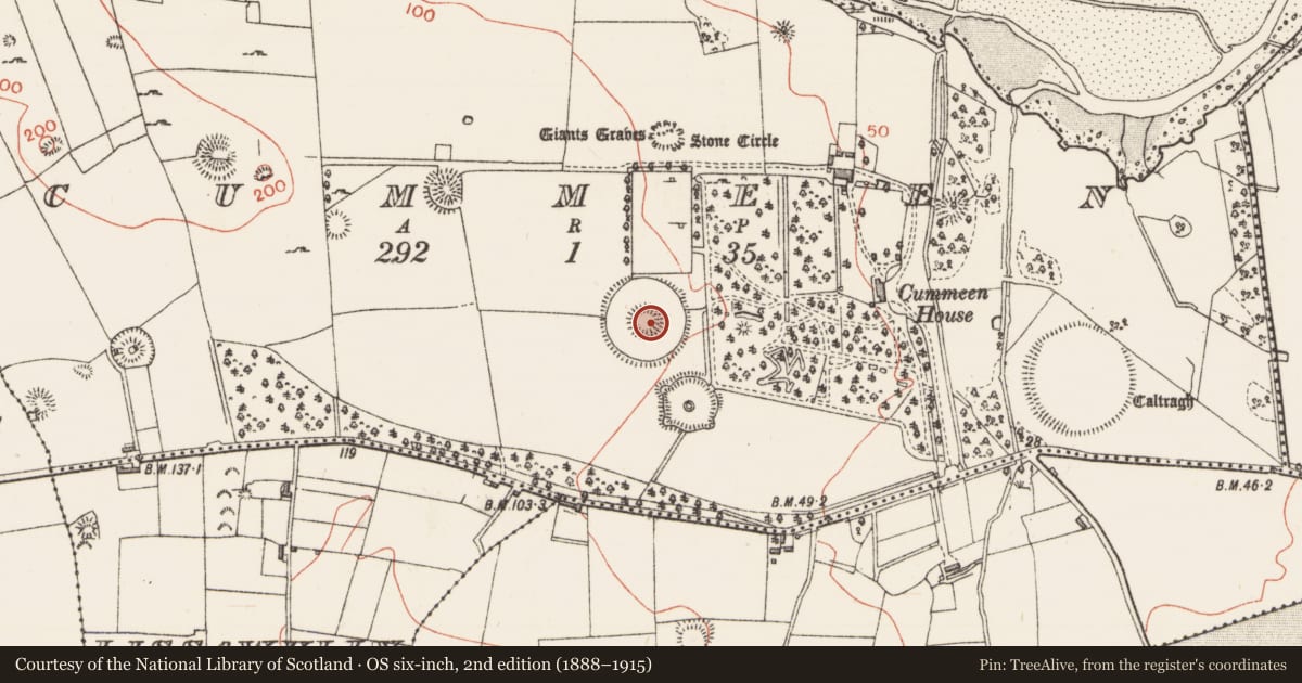 Ordnance Survey six-inch map, 2nd edition (1888–1915) covering the location of Cairn - unclassified, Cummeen, County Sligo, with a pin at the register's coordinates