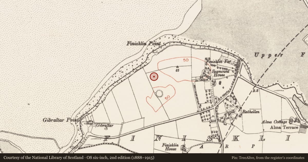Ordnance Survey six-inch map, 2nd edition (1888–1915) covering the location of Barrow - ring-barrow, Finisklin, County Sligo, with a pin at the register's coordinates