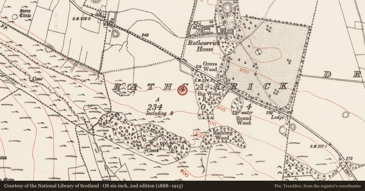 Ordnance Survey six-inch map, 2nd edition (1888–1915) covering the location of Ringfort - unclassified, Rathcarrick, County Sligo, with a pin at the register's coordinates