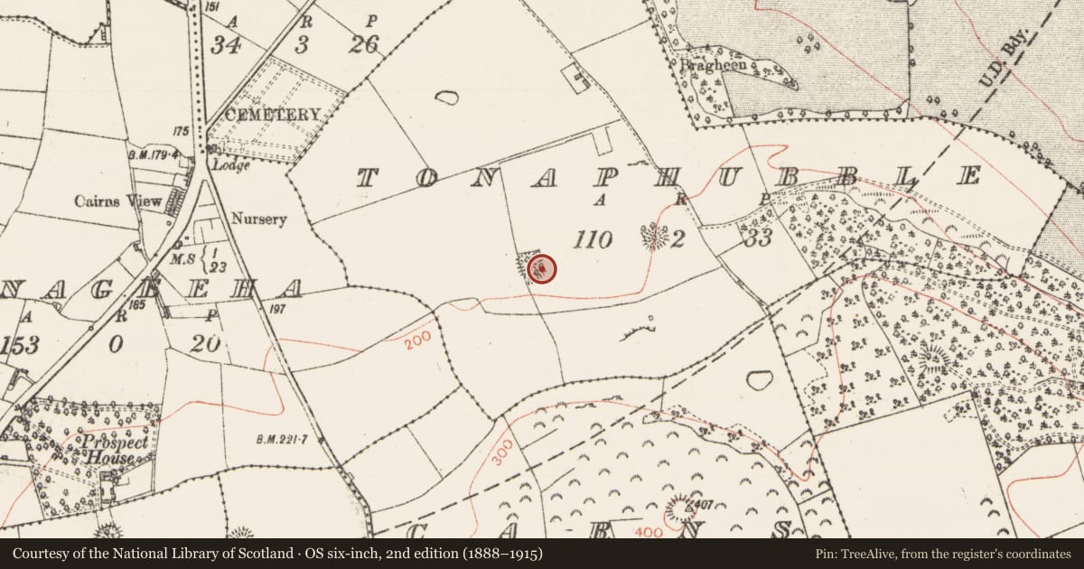Ordnance Survey six-inch map, 2nd edition (1888–1915) covering the location of Building, Tonaphubble, County Sligo, with a pin at the register's coordinates