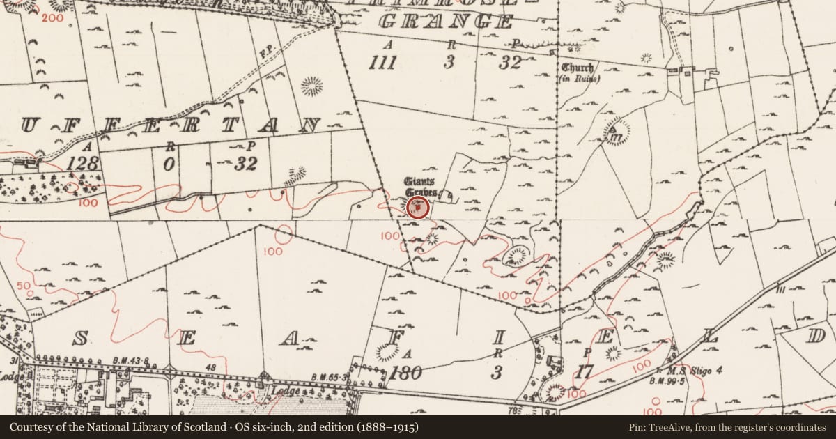 Ordnance Survey six-inch map, 2nd edition (1888–1915) covering the location of Enclosure, Primrosegrange, County Sligo, with a pin at the register's coordinates