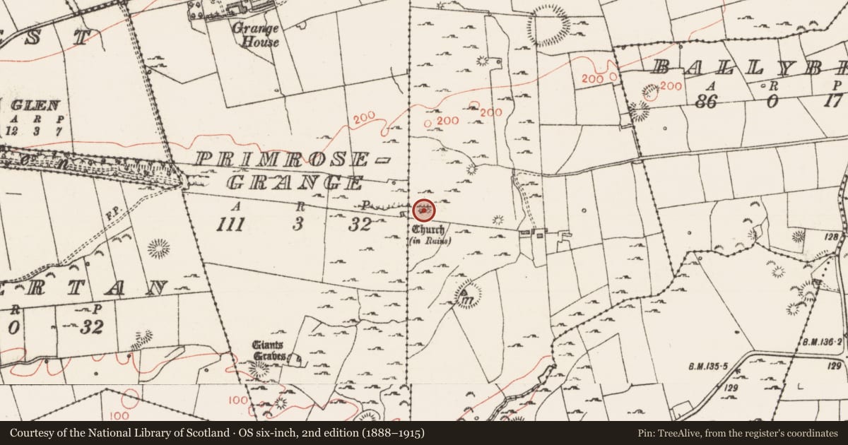 Ordnance Survey six-inch map, 2nd edition (1888–1915) covering the location of Cairn - clearance cairn, Grange East, County Sligo, with a pin at the register's coordinates