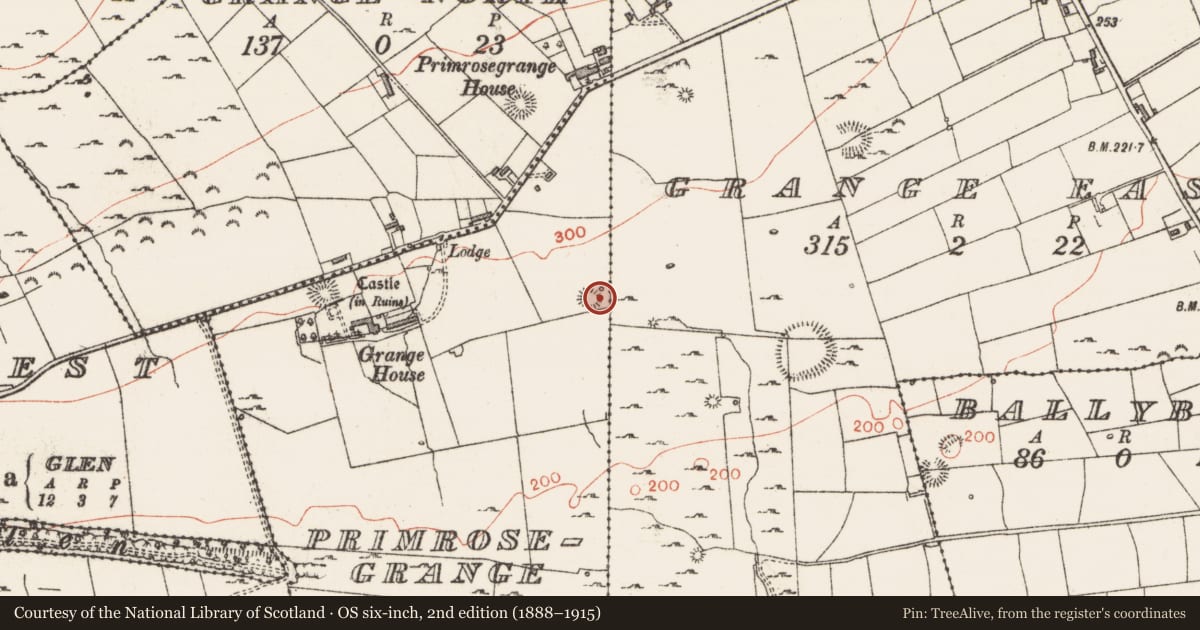 Ordnance Survey six-inch map, 2nd edition (1888–1915) covering the location of Enclosure, Primrosegrange, County Sligo, with a pin at the register's coordinates