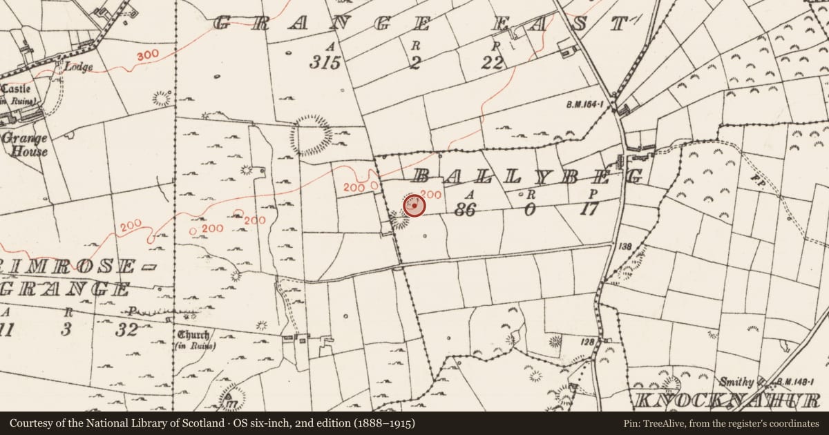 Ordnance Survey six-inch map, 2nd edition (1888–1915) covering the location of Enclosure, Ballybeg, County Sligo, with a pin at the register's coordinates