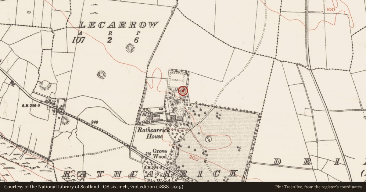 Ordnance Survey six-inch map, 2nd edition (1888–1915) covering the location of Souterrain, Rathcarrick, County Sligo, with a pin at the register's coordinates