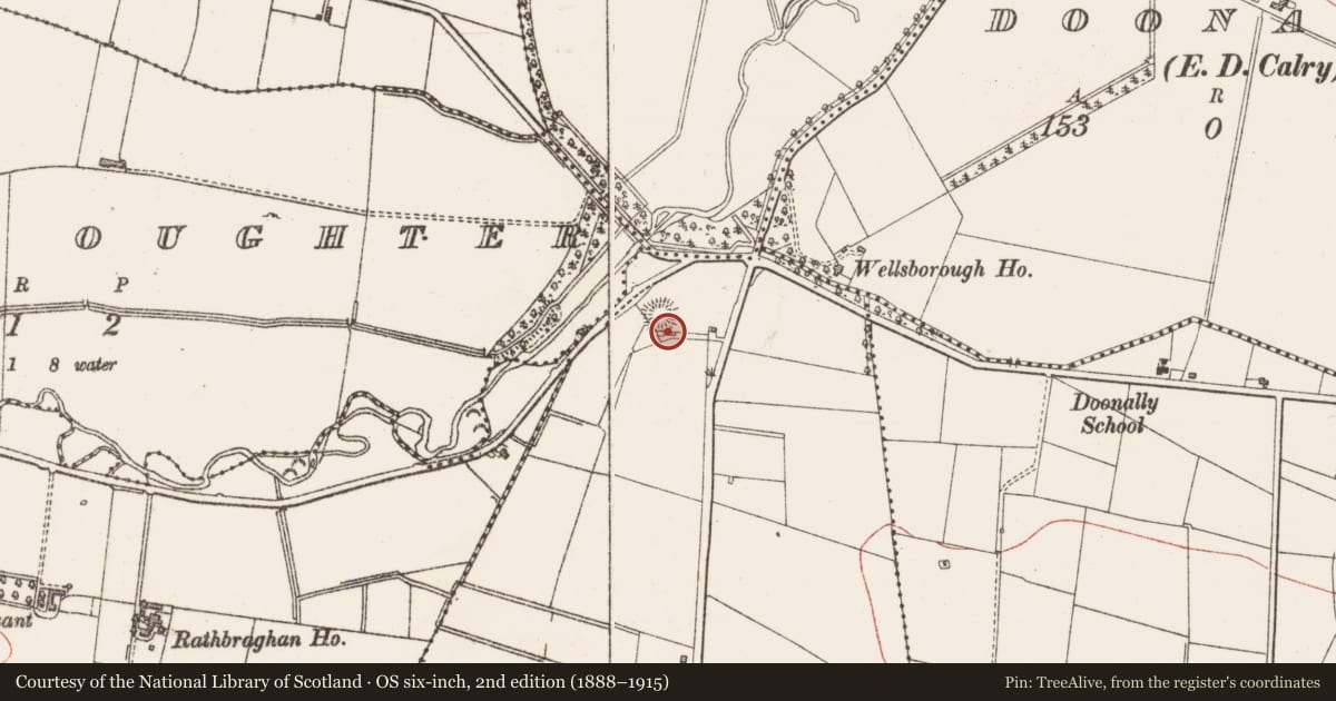 Ordnance Survey six-inch map, 2nd edition (1888–1915) covering the location of Ringfort - rath, Barroe, County Sligo, with a pin at the register's coordinates