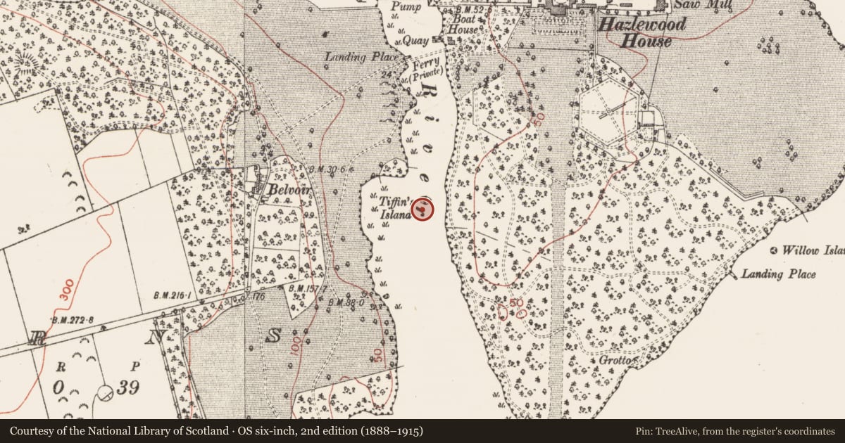 Ordnance Survey six-inch map, 2nd edition (1888–1915) covering the location of Crannog, Tiffin'S Island, County Sligo, with a pin at the register's coordinates