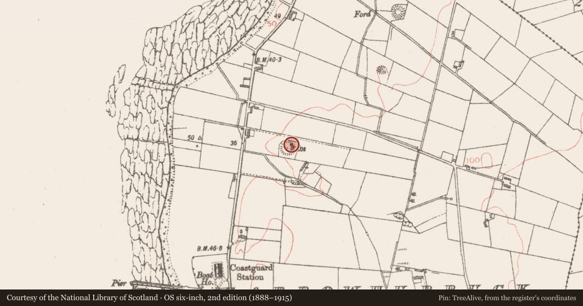 Ordnance Survey six-inch map, 2nd edition (1888–1915) covering the location of Souterrain, Carrowhubbuck South, County Sligo, with a pin at the register's coordinates
