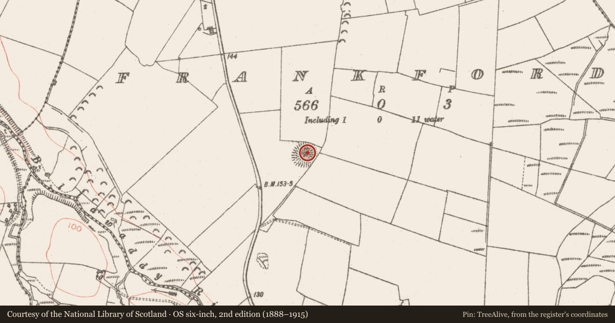 Ordnance Survey six-inch map, 2nd edition (1888–1915) covering the location of Ringfort - rath, Frankford, County Sligo, with a pin at the register's coordinates