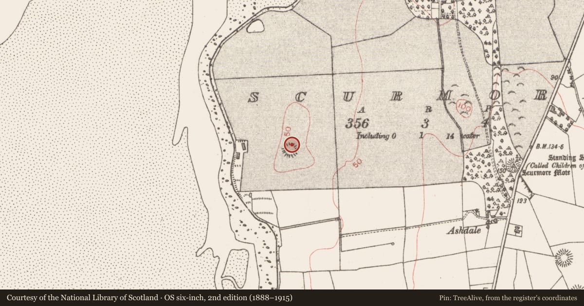 Ordnance Survey six-inch map, 2nd edition (1888–1915) covering the location of Ringfort - rath, Scurmore, County Sligo, with a pin at the register's coordinates