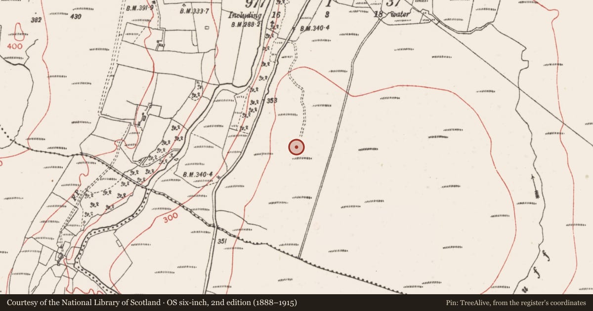 Ordnance Survey six-inch map, 2nd edition (1888–1915) covering the location of Cist, Tawnatruffaun, County Sligo, with a pin at the register's coordinates