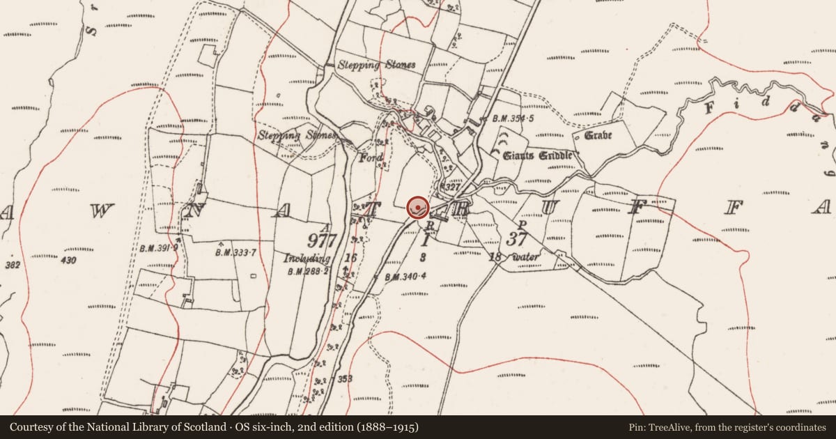 Ordnance Survey six-inch map, 2nd edition (1888–1915) covering the location of Mound, Tawnatruffaun, County Sligo, with a pin at the register's coordinates