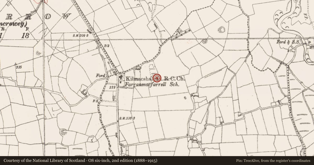 Ordnance Survey six-inch map, 2nd edition (1888–1915) covering the location of Enclosure, Farranmacfarrell, County Sligo, with a pin at the register's coordinates