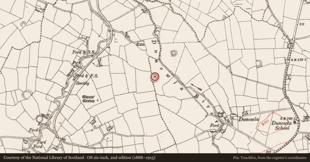 Ordnance Survey six-inch map, 2nd edition (1888–1915) covering the location of Hut site, Dunowla, County Sligo, with a pin at the register's coordinates
