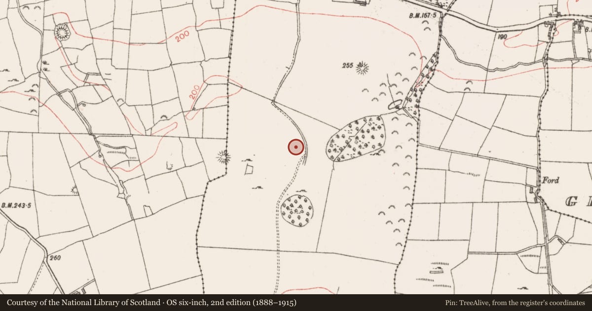 Ordnance Survey six-inch map, 2nd edition (1888–1915) covering the location of Enclosure, Ballygreighan, County Sligo, with a pin at the register's coordinates