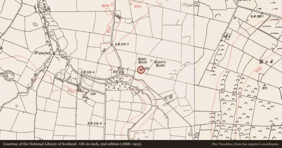 Ordnance Survey six-inch map, 2nd edition (1888–1915) covering the location of Souterrain, Farranyharpy, County Sligo, with a pin at the register's coordinates