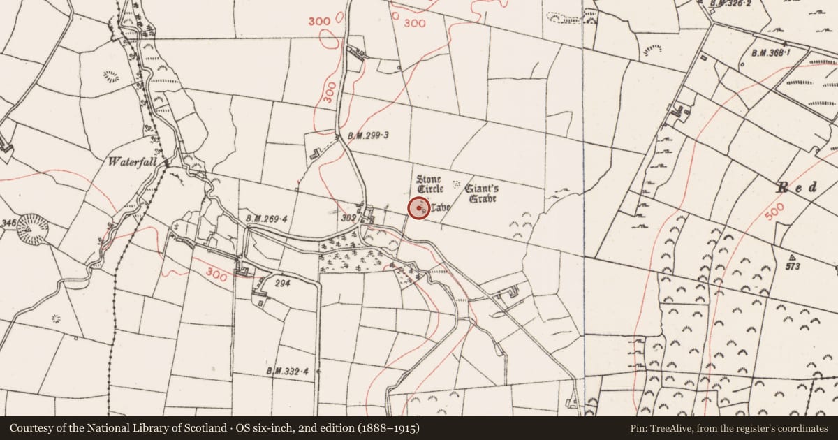 Ordnance Survey six-inch map, 2nd edition (1888–1915) covering the location of Mound, Farranyharpy, County Sligo, with a pin at the register's coordinates