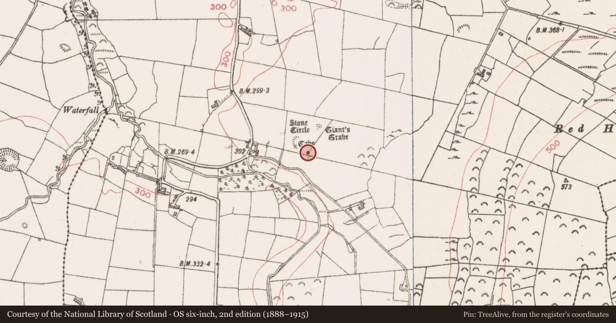 Ordnance Survey six-inch map, 2nd edition (1888–1915) covering the location of Hut site, Farranyharpy, County Sligo, with a pin at the register's coordinates