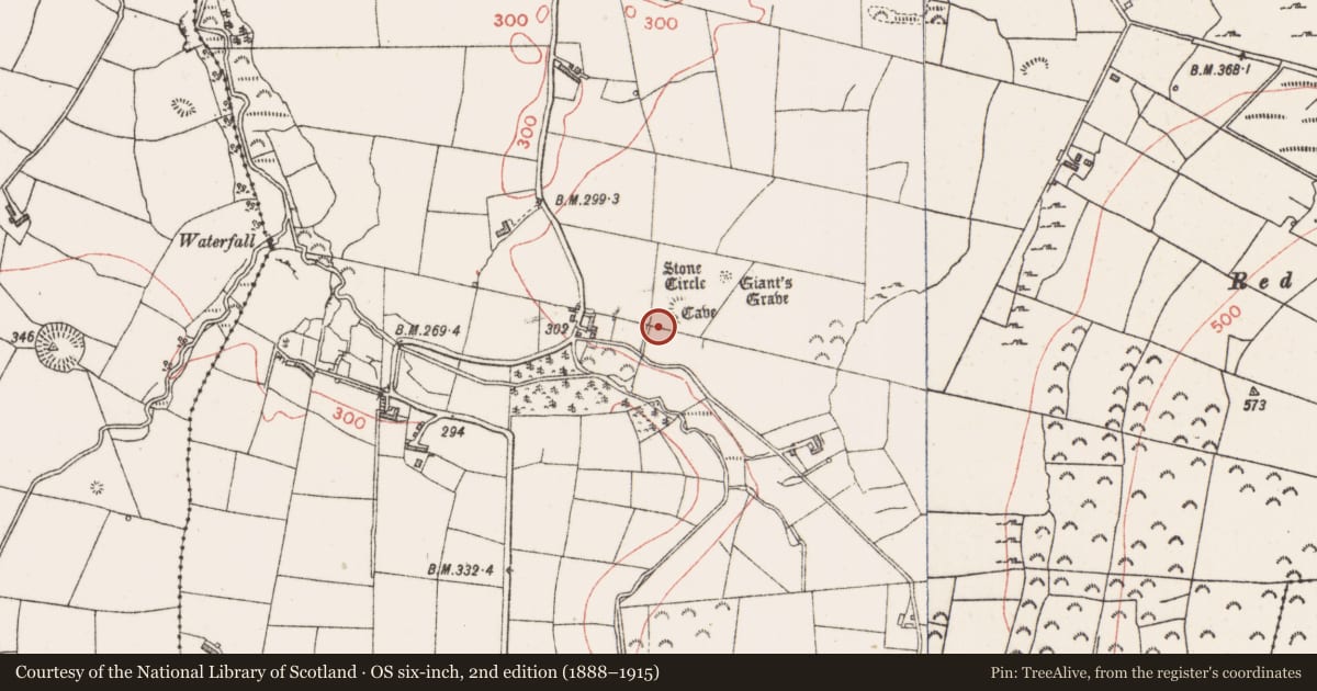 Ordnance Survey six-inch map, 2nd edition (1888–1915) covering the location of Kiln - lime, Farranyharpy, County Sligo, with a pin at the register's coordinates