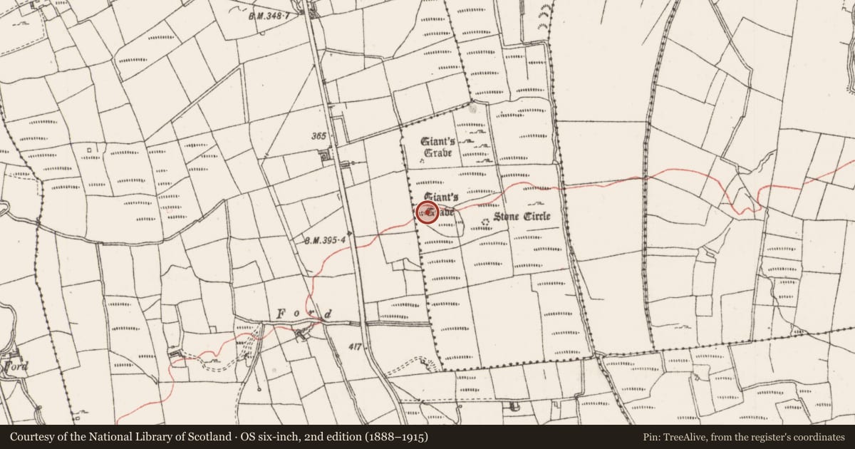 Ordnance Survey six-inch map, 2nd edition (1888–1915) covering the location of Megalithic tomb - court tomb, Barnacoghil, County Sligo, with a pin at the register's coordinates
