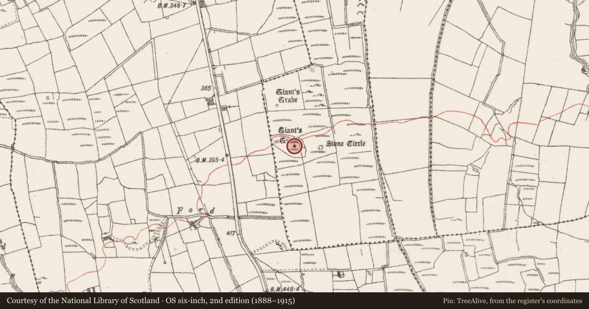 Ordnance Survey six-inch map, 2nd edition (1888–1915) covering the location of Enclosure, Barnacoghil, County Sligo, with a pin at the register's coordinates