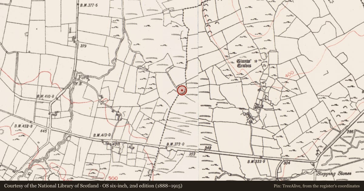 Ordnance Survey six-inch map, 2nd edition (1888–1915) covering the location of Ringfort - rath, Farranyharpy, County Sligo, with a pin at the register's coordinates