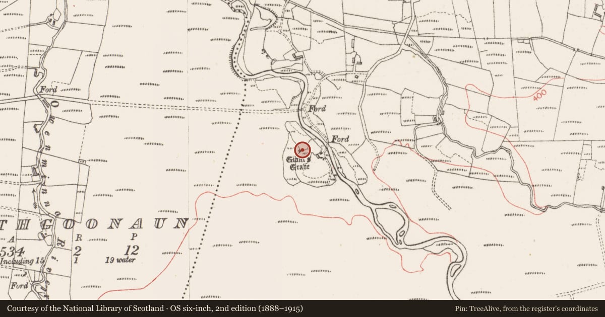 Ordnance Survey six-inch map, 2nd edition (1888–1915) covering the location of Megalithic tomb - portal tomb, Crowagh Or Dunneill Mountain, County Sligo, with a pin at the register's coordinates