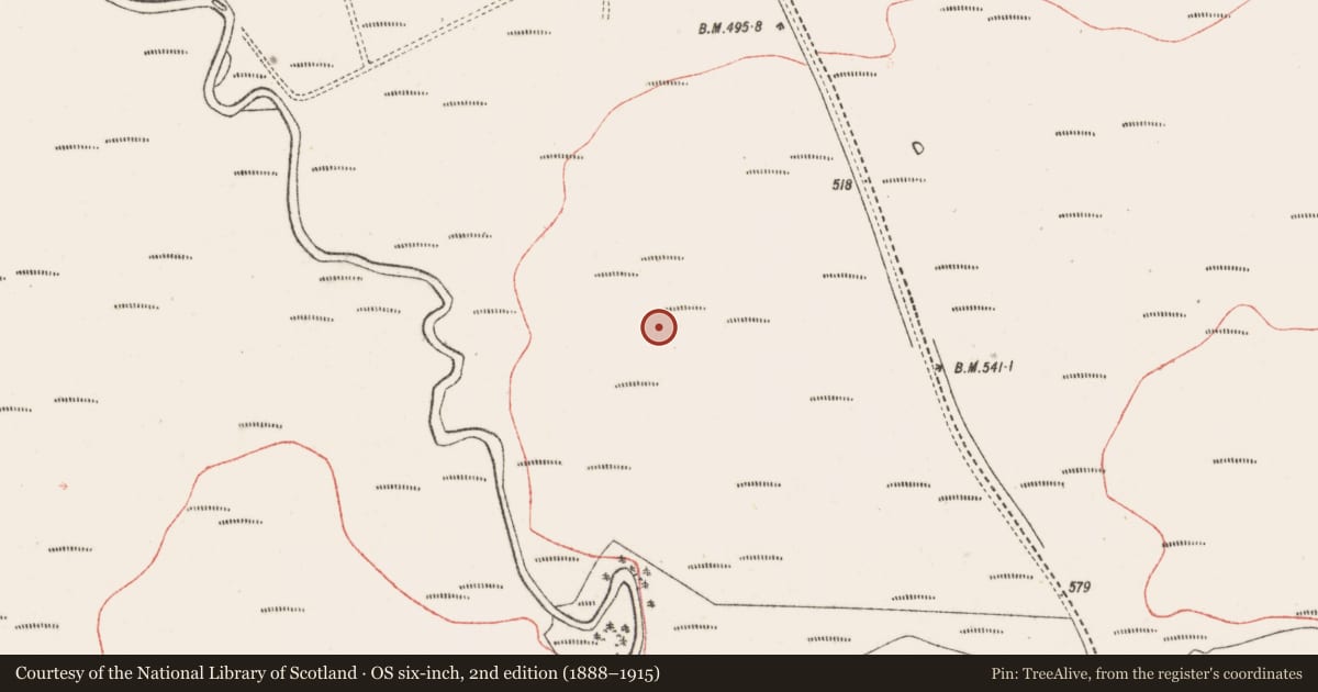Ordnance Survey six-inch map, 2nd edition (1888–1915) covering the location of Hut site, Crowagh Or Dunneill Mountain, County Sligo, with a pin at the register's coordinates