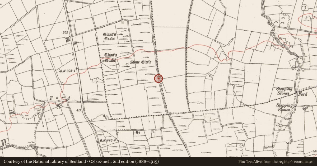 Ordnance Survey six-inch map, 2nd edition (1888–1915) covering the location of Fulacht fia, Barnacoghil, County Sligo, with a pin at the register's coordinates
