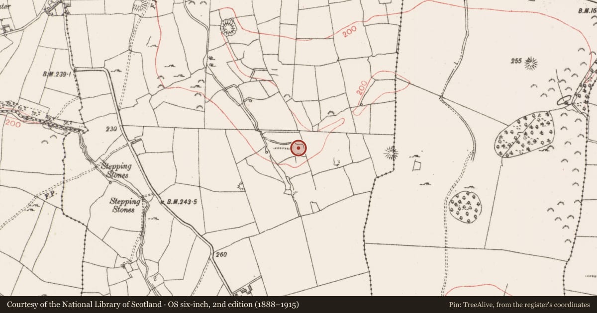 Ordnance Survey six-inch map, 2nd edition (1888–1915) covering the location of Fulacht fia, Lugdoon, County Sligo, with a pin at the register's coordinates