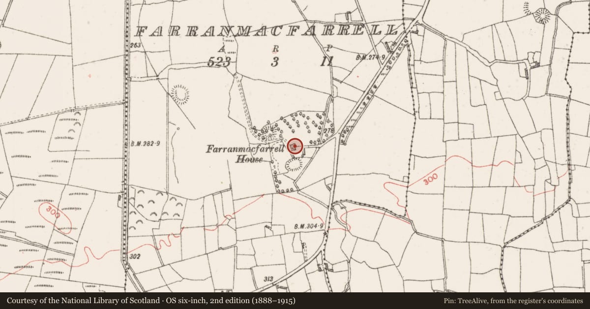 Ordnance Survey six-inch map, 2nd edition (1888–1915) covering the location of House - 17th century, Farranmacfarrell, County Sligo, with a pin at the register's coordinates