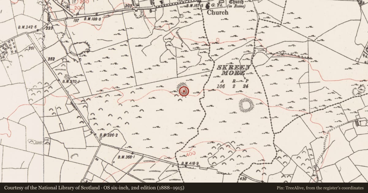 Ordnance Survey six-inch map, 2nd edition (1888–1915) covering the location of Enclosure, Farranyharpy, County Sligo, with a pin at the register's coordinates