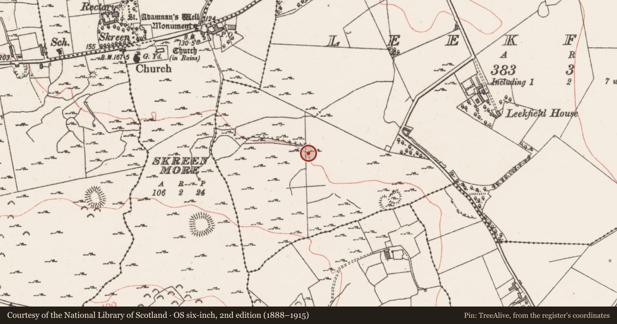 Ordnance Survey six-inch map, 2nd edition (1888–1915) covering the location of Enclosure, Leekfield, County Sligo, with a pin at the register's coordinates