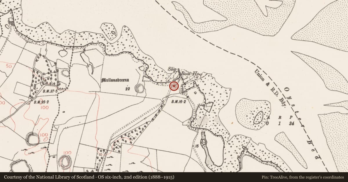 Ordnance Survey six-inch map, 2nd edition (1888–1915) covering the location of Midden, Tanrego West, County Sligo, with a pin at the register's coordinates