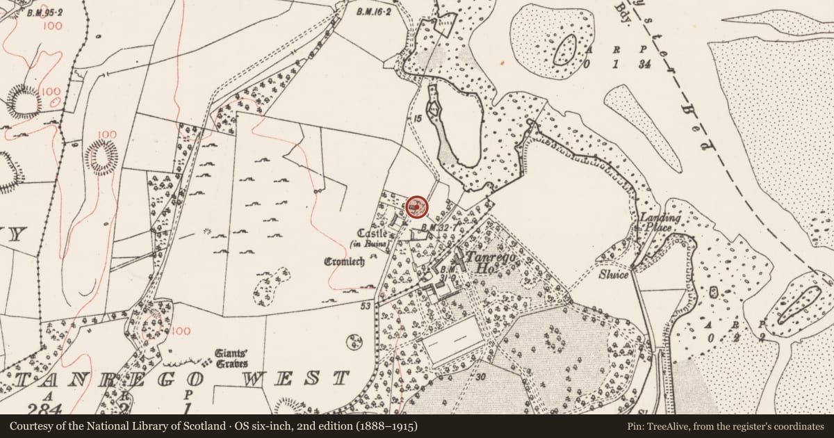Ordnance Survey six-inch map, 2nd edition (1888–1915) covering the location of House - 16th/17th century, Tanrego West, County Sligo, with a pin at the register's coordinates