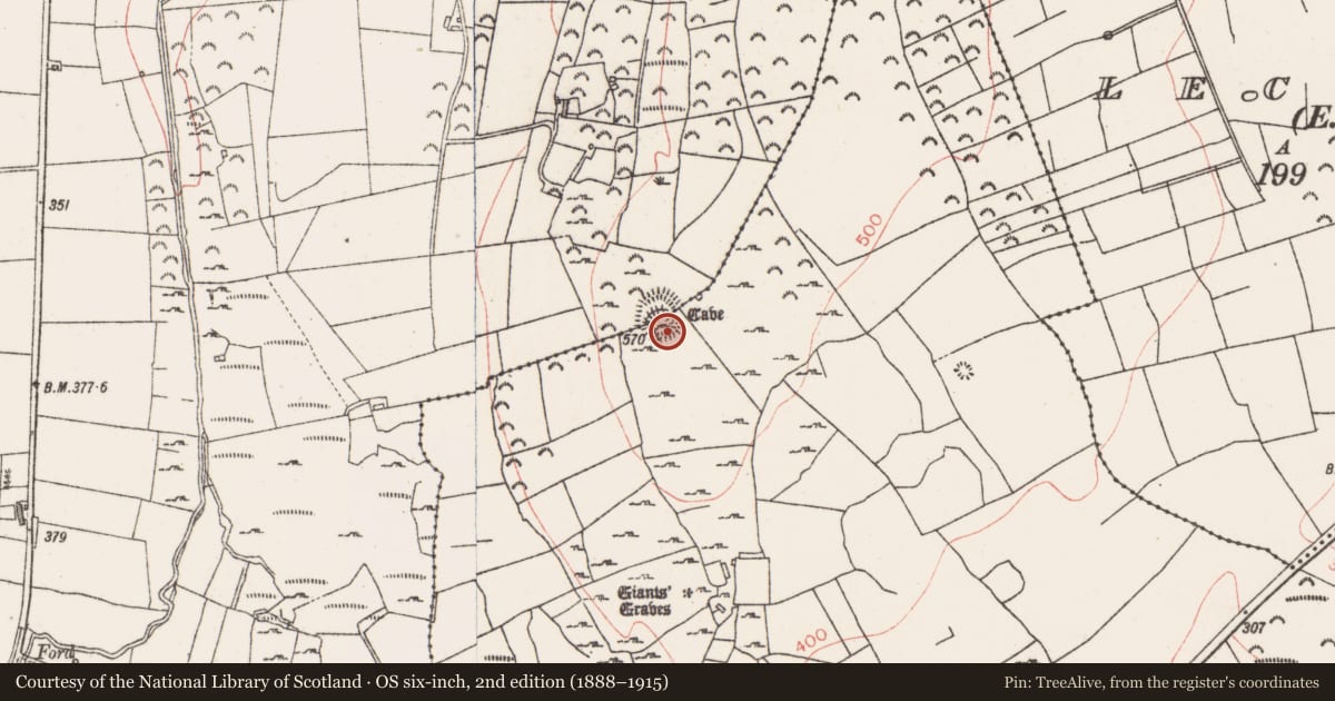 Ordnance Survey six-inch map, 2nd edition (1888–1915) covering the location of Ringfort - cashel, Farranyharpy, Carrowculleen, County Sligo, with a pin at the register's coordinates