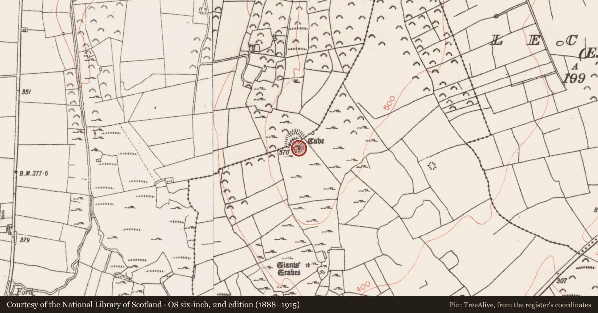 Ordnance Survey six-inch map, 2nd edition (1888–1915) covering the location of Souterrain, Farranyharpy, County Sligo, with a pin at the register's coordinates