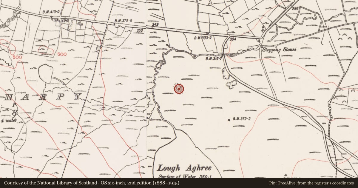 Ordnance Survey six-inch map, 2nd edition (1888–1915) covering the location of Enclosure, Carrowculleen, County Sligo, with a pin at the register's coordinates
